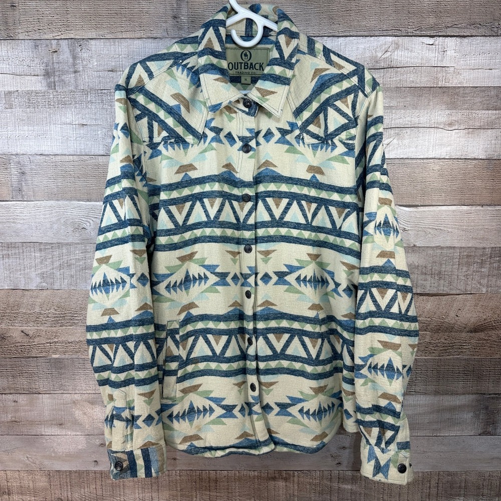 Outback Trading Co Hazel Shirt Jacket Size XL Aztec Southwest Quilted Cotton